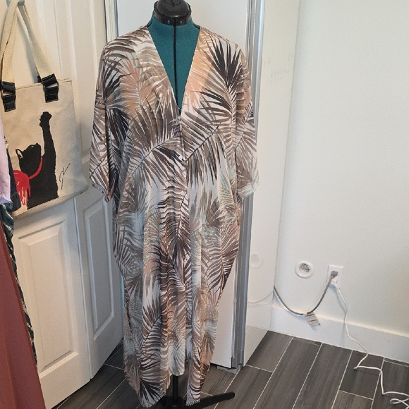 H&M Leaf Pattern Kimono Dress US12 - Picture 1 of 6